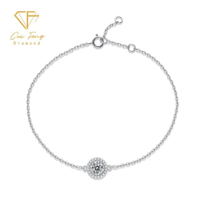 【CF鑽飾】手鍊 莫桑鑽《經典圓包》(50分 雙11限定  鑽石手鏈 禮物 聖誕 交換禮物 生日)