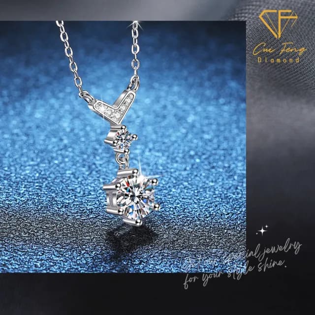 【CF鑽飾】項鍊 莫桑鑽《艾莉兒》(1克拉 雙11限定 情人節鑽石 項鏈 禮物 求婚 生日)