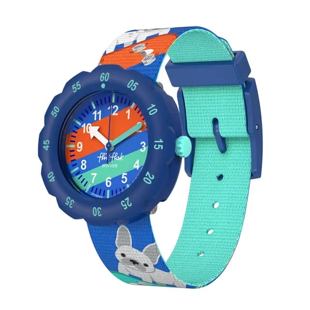 【Flik Flak】兒童手錶 SKATING FRENCHIE /兒童禮物/安全防水/瑞士製造 FPSP075(34.75mm)