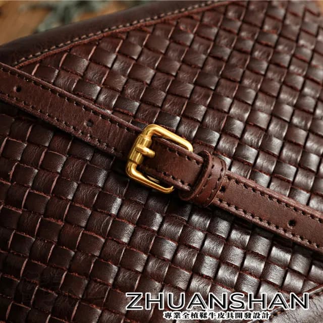 【ZHUANSHAN】情人節禮物 真皮 手工編織水洗植揉牛皮手提包 肩背包(真皮包包 咖啡色／棕色／墨綠色／紅色)