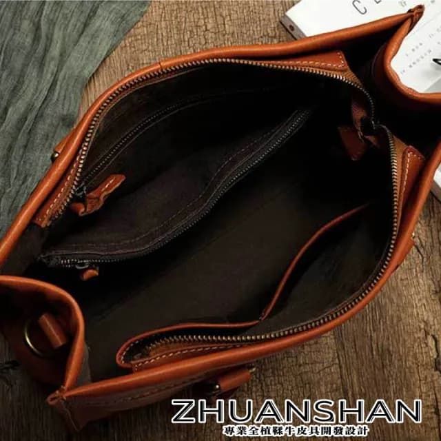 【ZHUANSHAN】情人節禮物 真皮 柔韌植鞣牛皮女士手提包 肩背包(真皮包包 咖啡色／棕色／黑色／紅色)