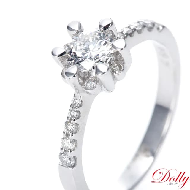 【DOLLY】0.50克拉 天然鑽石 F/VS2 完美車工18K金求婚戒指-008(母親節 長輩送禮 交換禮物首選)