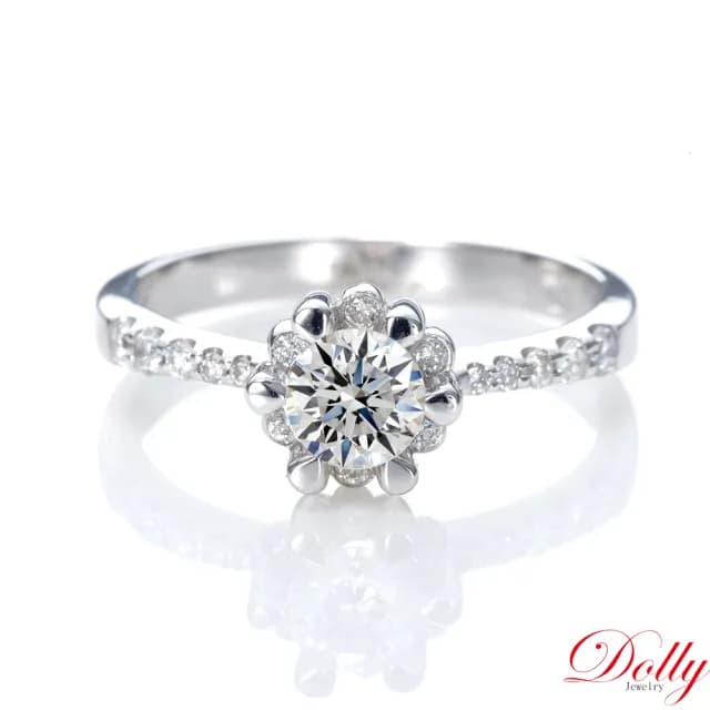 【DOLLY】0.50克拉 天然鑽石 F/VS2 完美車工18K金求婚戒指-008(母親節 長輩送禮 交換禮物首選)