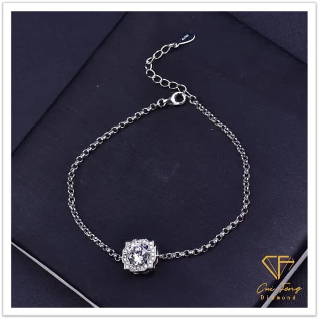 【CF鑽飾】手鍊 莫桑鑽《經典海瑞》(1克拉 雙11限定 鑽石 手鏈  聖誕 交換禮物 求婚  生日)