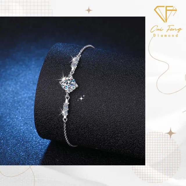 【CF鑽飾】手鍊 莫桑鑽《純愛》(1克拉 雙11限定 情人節 鑽石 手鏈  聖誕 交換禮物 生日)