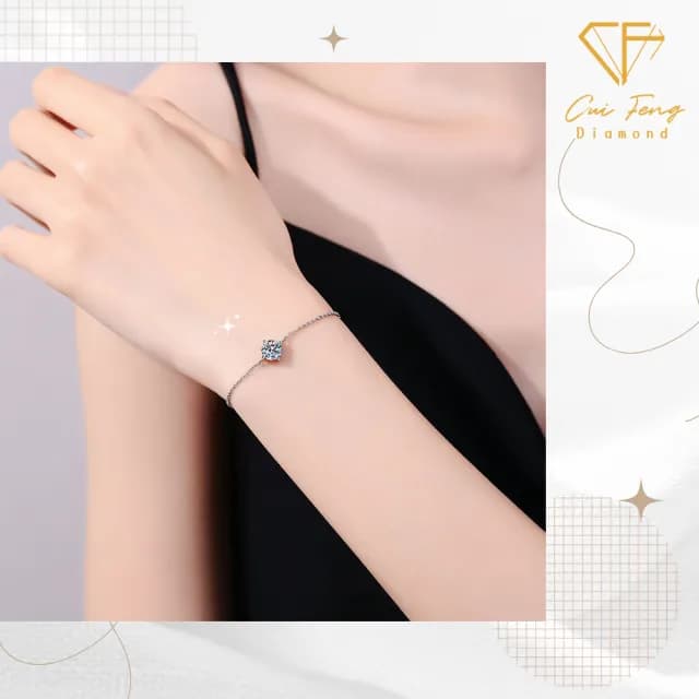 【CF鑽飾】手鍊 莫桑鑽《心思》(1克拉 雙11限定 情人節鑽石 手鏈 聖誕 交換禮物 生日)