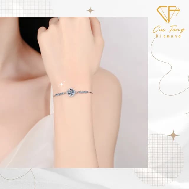 【CF鑽飾】手鍊 莫桑鑽《璀璨方包》(1克拉 雙11限定 情人節鑽石 手鏈 聖誕 交換禮物 生日)