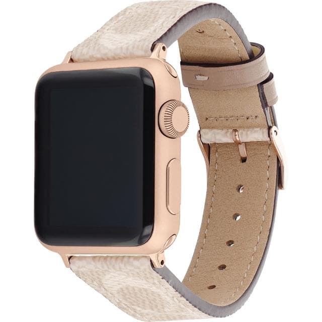 【COACH】Apple Watch 錶帶 38/40mm 適用 皮錶帶 - 米黃色 母親節 送禮 禮物(不含手錶)