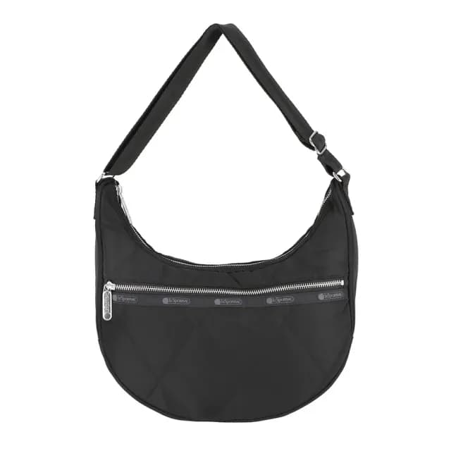 【Lesportsac】菱格壓紋月亮包 送禮 禮物(黑色)