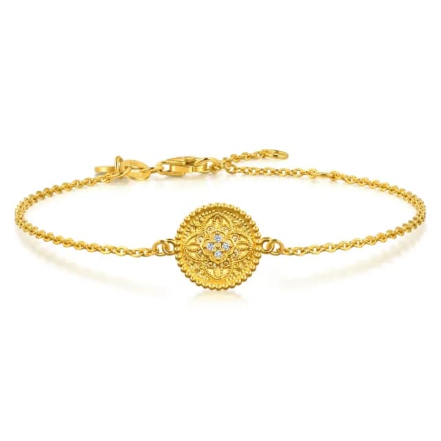 【點睛品】圓滿如意 黃金鑽石手鍊