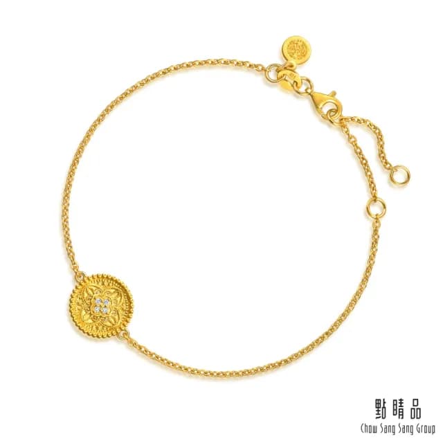 【點睛品】圓滿如意 黃金鑽石手鍊