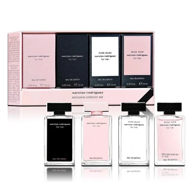 【NARCISO RODRIGUEZ】經典款小香香氛禮盒 7.5MLX4入(FOR HER+深情繆思+純粹繆思 平行輸入)