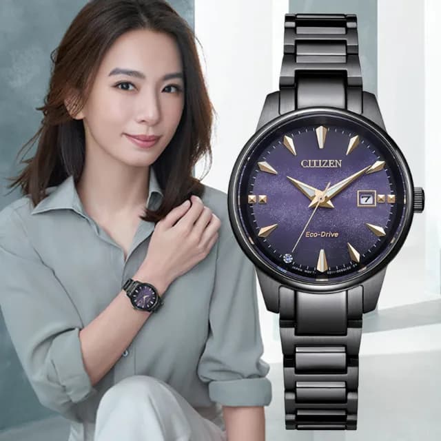 【CITIZEN 星辰】PAIR Hebe廣告款 紫色天川銀河 光動能腕錶 畢業禮物 送禮(EW2595-81X)