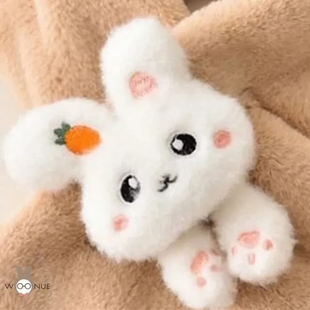 【WOONUE】可愛小白兔短圍巾兒童加厚柔軟親膚毛絨保暖防寒脖圍巾(聖誕節生日孫女孫子寶貝女兒禮物)
