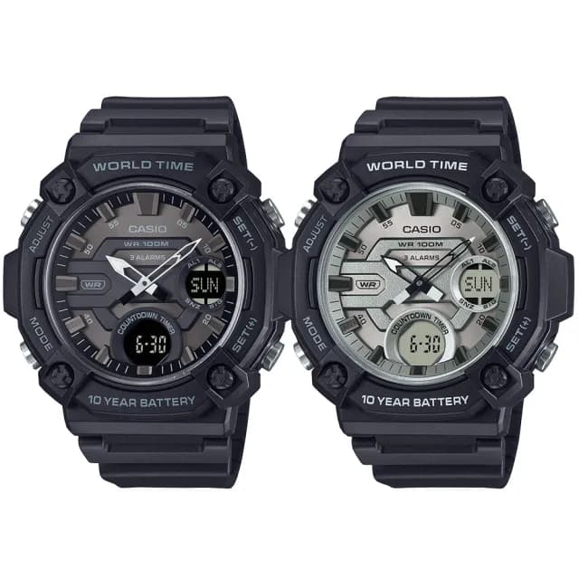 【CASIO 卡西歐】大錶殼雙顯手錶-2款可選(AEQ-120W-1B/AEQ-120W-7A)