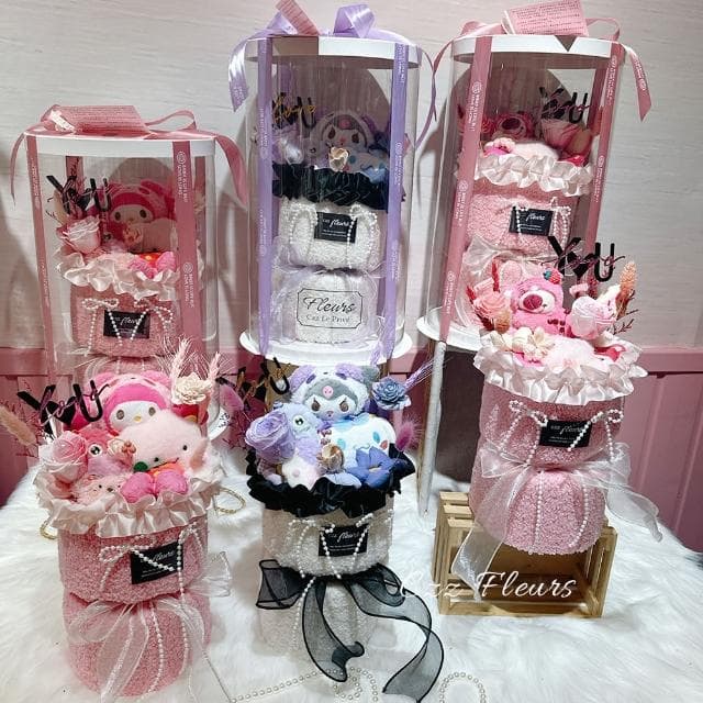 【喜滋滋花藝】敲可愛酷洛米玩偶永生花花束(情人節花束/生日禮物/告白花束/週年慶/畢業花束)