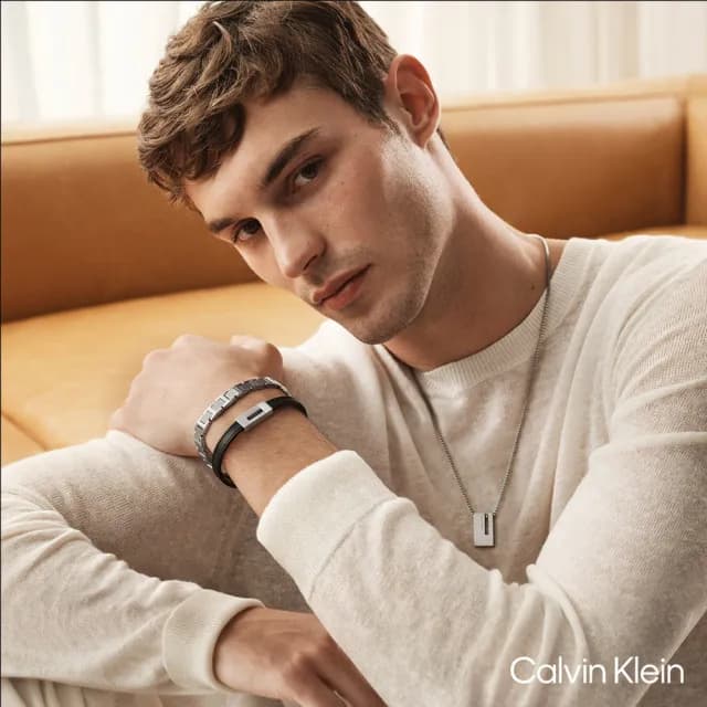 【Calvin Klein 凱文克萊】CK Exposed 廣告款 男士皮革手環 聖誕節 禮物(35100020)