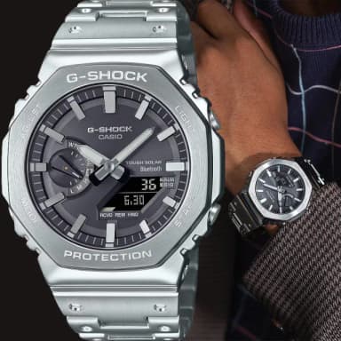 【CASIO 卡西歐】G-SHOCK 全金屬八角 雙顯太陽能藍牙手錶 送禮 禮物 推薦(GM-B2100SD-1A)