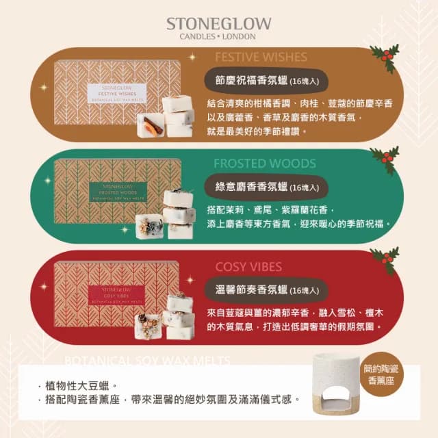 【STONEGLOW】年度節慶系列香氛蠟 206g(3款任選)