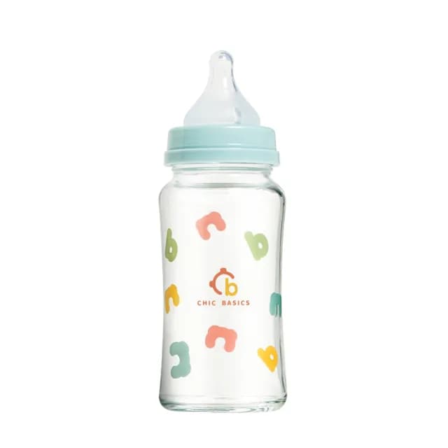 【奇哥官方旗艦】CHIC BASICS耐熱硼矽玻璃寬口奶瓶(240ml x4)