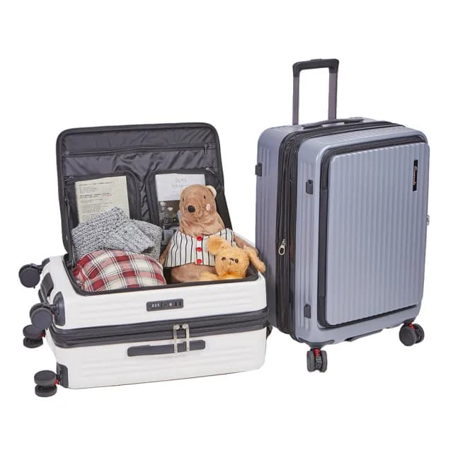 【Cromonde 克洛蒙】24吋前開蓋可加大行李箱(配備內嵌式密碼鎖+避震飛機輪+剎車輪)