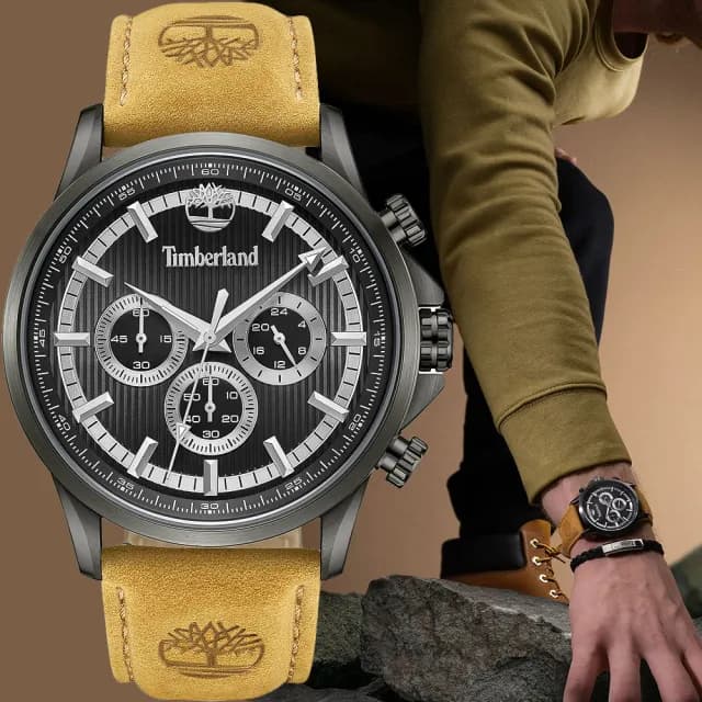 【Timberland】天柏嵐 BERNARDSTON 兩地時間三眼手錶手錶-45mm 禮物 送禮 推薦(TDWGF0054603)