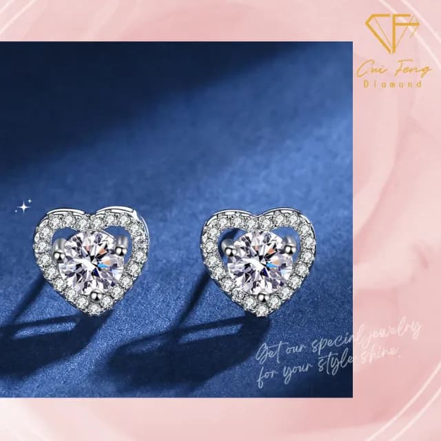 【CF鑽飾】耳環 莫桑鑽《永恆真心》(耳釘 耳針 耳飾 雙11限定  聖誕 交換禮物 求婚 生日)