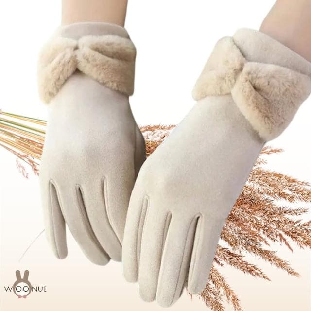 【WOONUE】超高質感保暖可觸控手套親膚羊毛加絨防寒雙層手套紅黑灰奶茶色(閨蜜情人朋友母親節女友生日禮物)