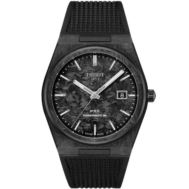 【TISSOT 天梭 官方授權】李棟旭配戴款 PRX 鍛造碳纖維機械錶-40.5mm 母親節 禮物 送禮(T1379079720100)