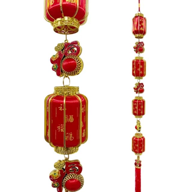 【六分埔禮品】百福四燈籠串118cm-單入(春節擺飾過年新年居家配件裝飾春節小物)
