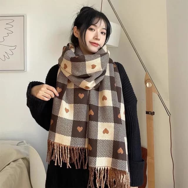 【LEESA】保暖圍巾\羊絨圍巾\保暖圍脖\圍巾\披巾\女圍脖\厚圍巾\韓國圍巾\披肩圍巾\發熱圍