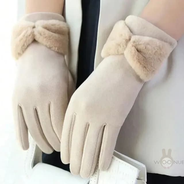 【WOONUE】超高質感保暖可觸控手套親膚羊毛加絨防寒雙層手套黑奶茶色(閨蜜情人節朋友母親節紀念女友禮物)