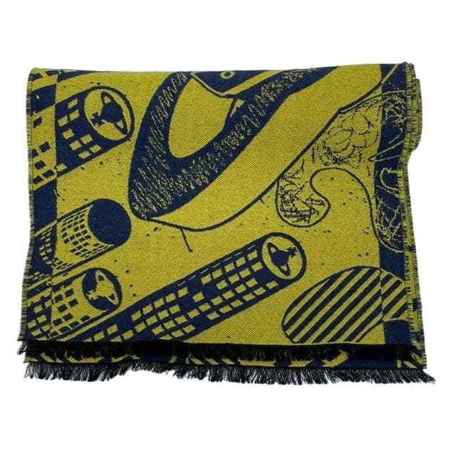 【Vivienne Westwood】品牌LOGO 羊毛混紡圍巾-黃色(35X200 CM)