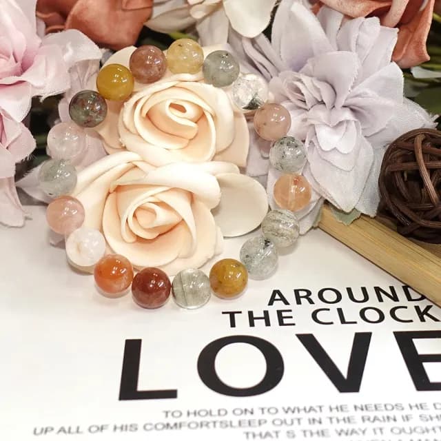 【德山珠寶】特價5A級10mm天然彩幽靈水晶手鍊(情人節生日禮物飾品母親節水晶手鍊CE476)