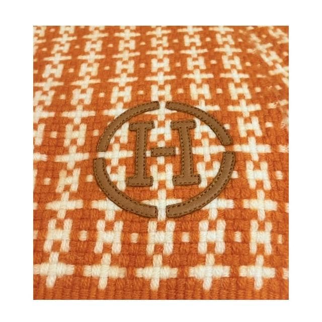 【Hermes 愛馬仕】H394814T 01 經典LOGO Graphique H系列針織羊毛圍巾(橘色)