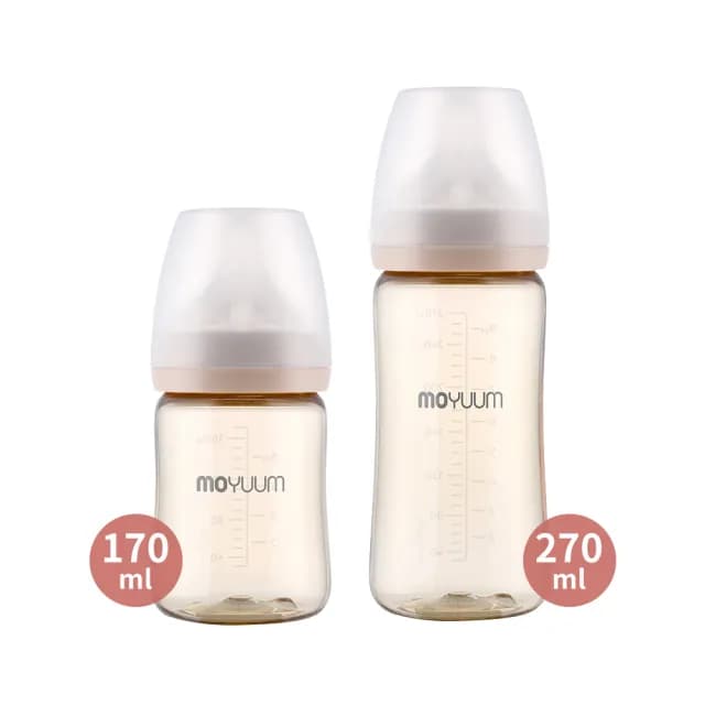 【MOYUUM】韓國 PPSU 寬口奶瓶 2入組(270ml*1+170ml*1)
