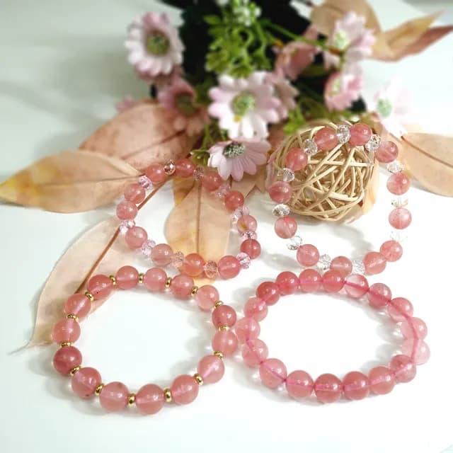 【德山珠寶】特價5A級10mm西瓜紅水晶手鍊(情人節生日禮物飾品母親節水晶手鍊CE476)