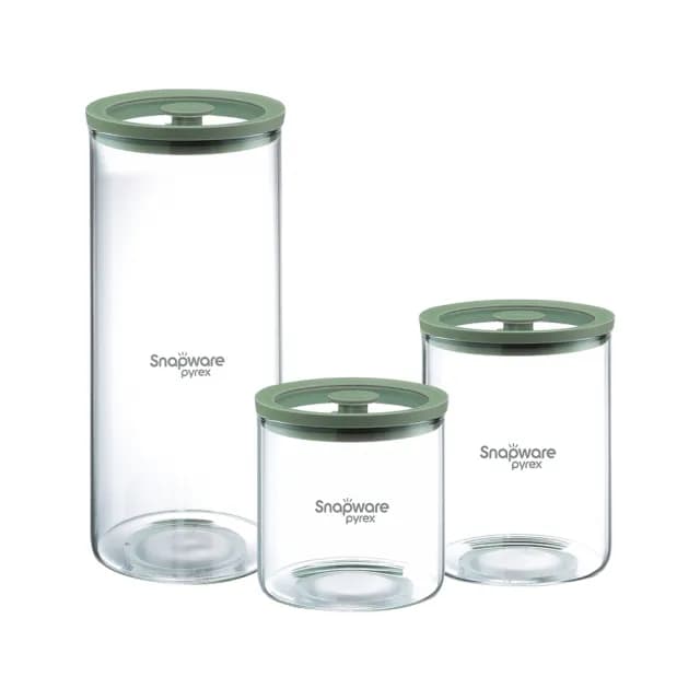 【CorelleBrands 康寧餐具】耐熱玻璃儲物罐3件組(570+780+1340ml)