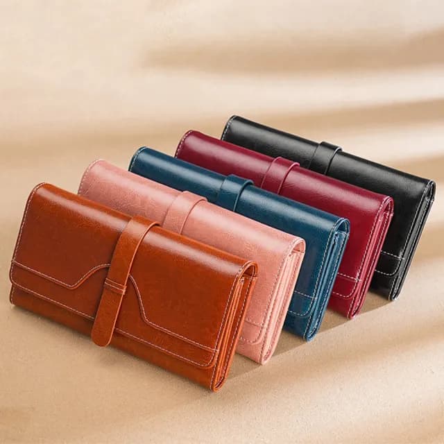 【MoonDy】雙11 錢包 牛皮錢包 長皮夾 三折錢包 信封包 長夾 防盜刷 手拿包 