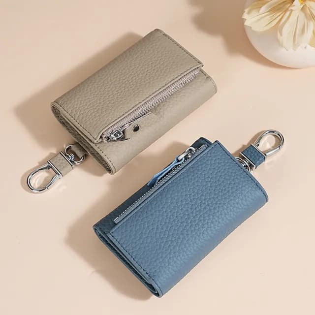 【MoonDy】雙11 皮夾 鑰匙包 多功能錢包 鑰匙套 女士錢包 真皮鑰匙包 真皮短夾 牛皮短錢包 鑰匙