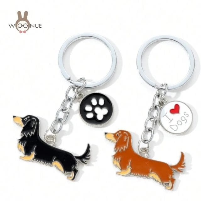【WOONUE】1入高品質臘腸狗動物鑰匙圈扣(兒童情人節朋友愛狗婚禮小物 生日禮物)