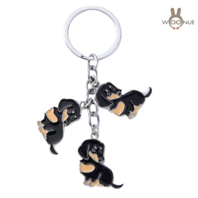 【WOONUE】1入高品質臘腸狗動物鑰匙圈扣(兒童情人節朋友愛狗婚禮小物 生日禮物)