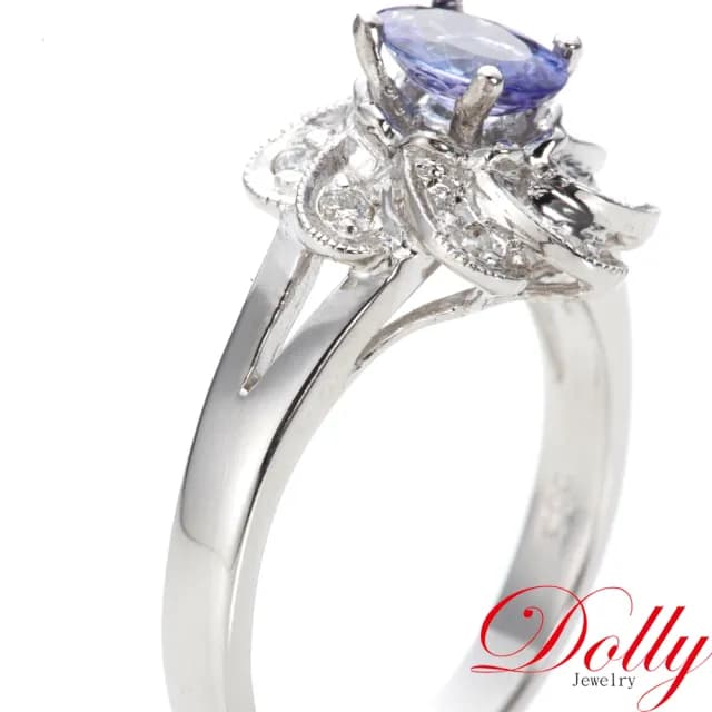 【DOLLY】14K金 天然丹泉石鑽石戒指-005(母親節 長輩送禮 交換禮物首選)