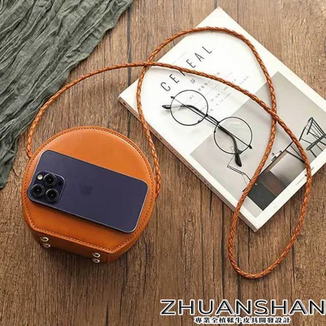 【ZHUANSHAN】情人節禮物 真皮 新款植鞣牛皮編織肩帶圓餅包 肩背包(真皮包包 黃色 / 綠色 / 咖啡色 / 黑色)