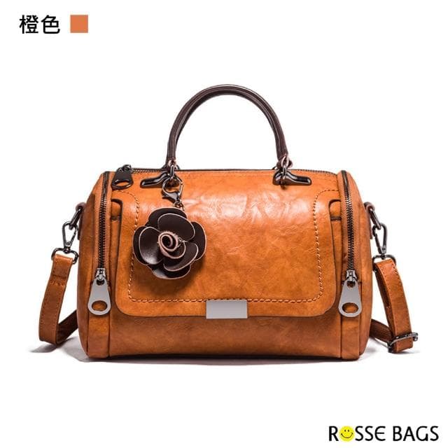 【Rosse Bags】母親節禮物 百搭復古波士頓包(現+預  黑色／綠色／橙色)