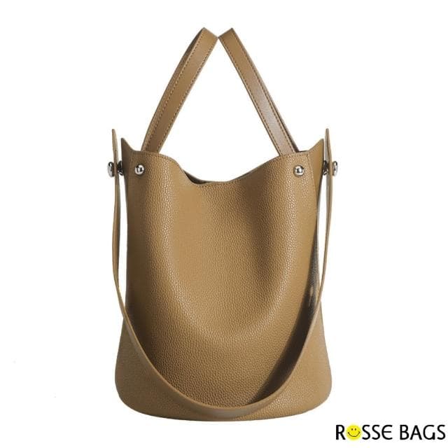 【Rosse Bags】母親節禮物 質感通勤手提托特水桶包(棕色)