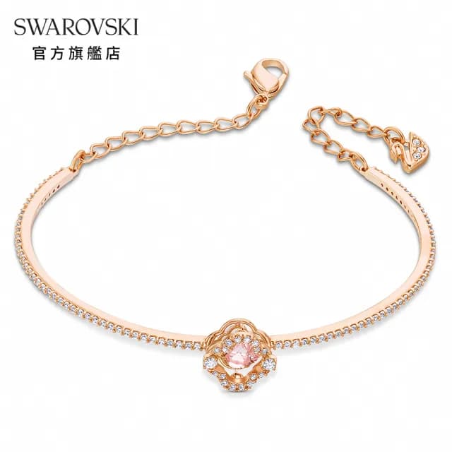 【SWAROVSKI 施華洛世奇】Una 手鏈/手鐲 圓形切割/幸運草 白色/粉紅色/紫色 鍍玫瑰金色(4款任選)