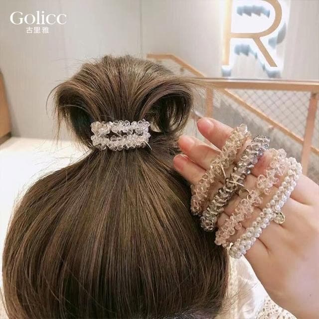 【Golicc】髮圈 韓版 復古 仿水晶 手鍊 兩用(母親節 生日 情人節 髮飾 髮帶 飾品 禮物)
