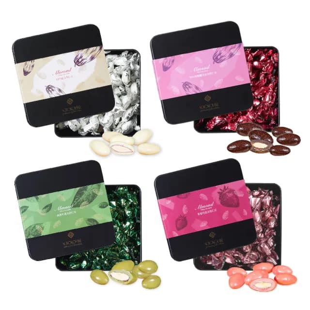 【巧克力雲莊】巧克力杏仁豆180g(白巧克力/70%玫瑰鹽/抹茶/草莓)