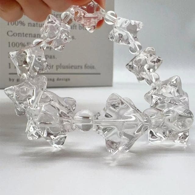 【LEESA】六芒星\串珠\手鍊女\禮物\天然白水晶\梅爾卡巴\手串\手鍊情侶\手鍊\水晶手鍊\水晶手串